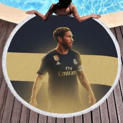 Sergio Ramos Sports Player Round Beach Towel 1