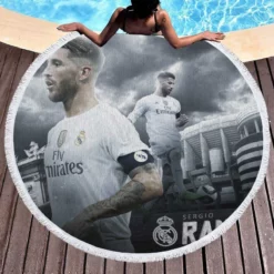 Sergio Ramos Supercopa de Espana Player Round Beach Towel 1