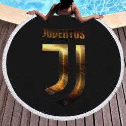 Serie A Football Club Juve Logo Round Beach Towel 1