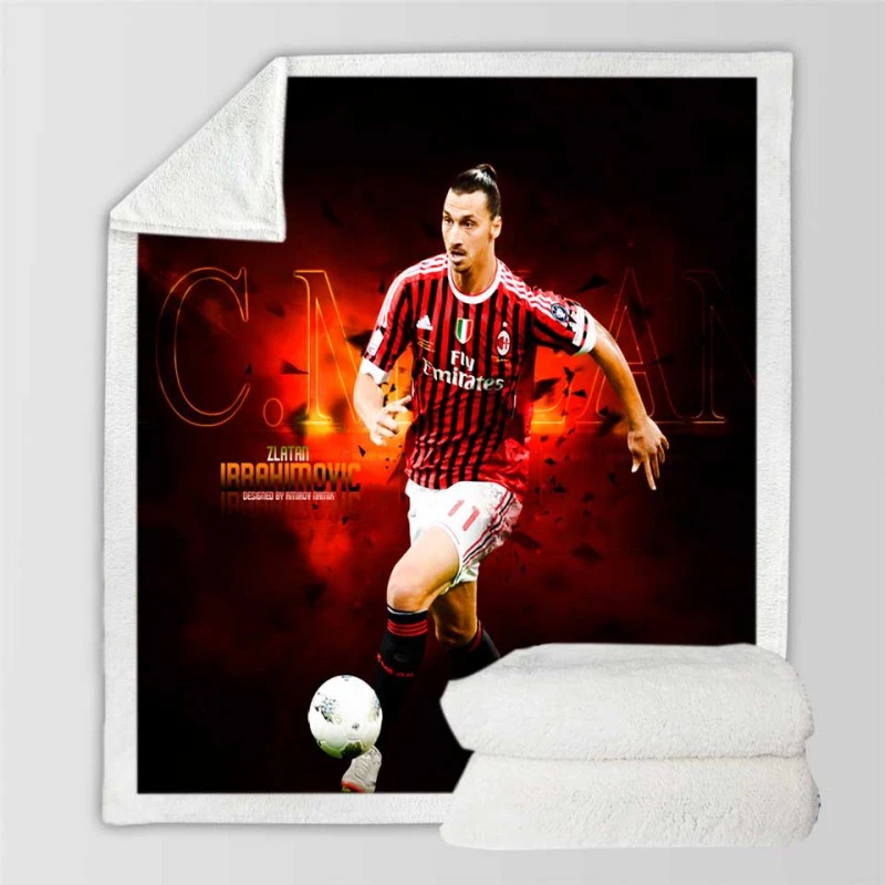 Serie A Football Player Zlatan Ibrahimovic Sherpa Fleece Blanket