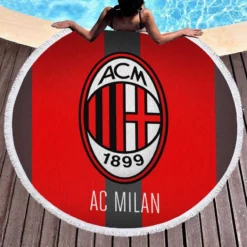 Serie A football Soccer club Logo AC Milan Round Beach Towel 1