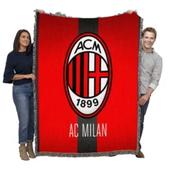 Serie A football Soccer club Logo AC Milan Woven Blanket