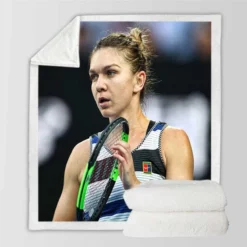 Simona Halep Australian Open Tennis Player Sherpa Fleece Blanket