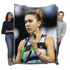 Simona Halep Australian Open Tennis Player Woven Blanket