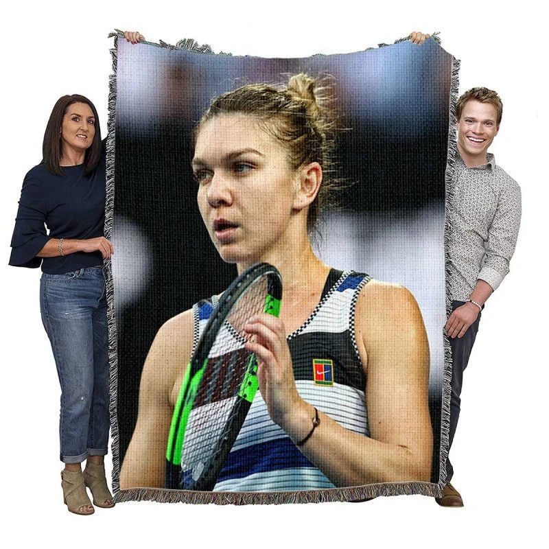 Simona Halep Australian Open Tennis Player Woven Blanket