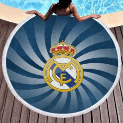 Soccer Ball Real Madrid Logo Round Beach Towel 1