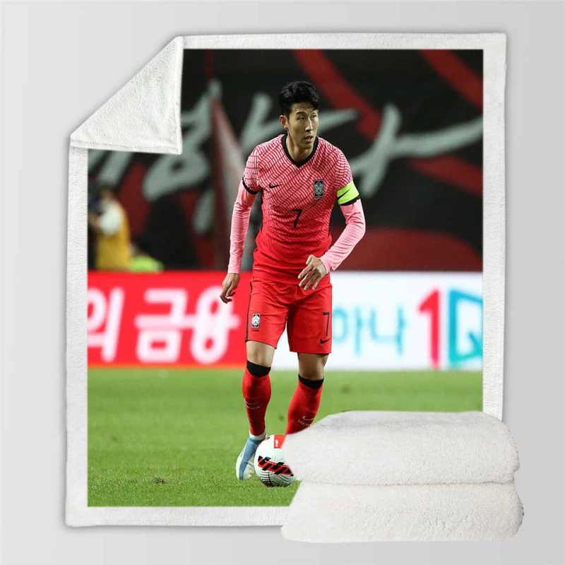 Son Heung Min Korean Fotballer Sherpa Fleece Blanket