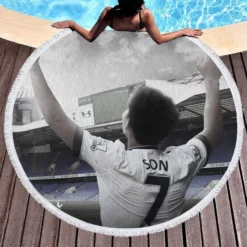 Son Heung Min Popular Football Player Round Beach Towel 1