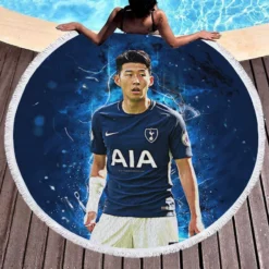 Son Heung Min Tottenham Football Player Round Beach Towel 1