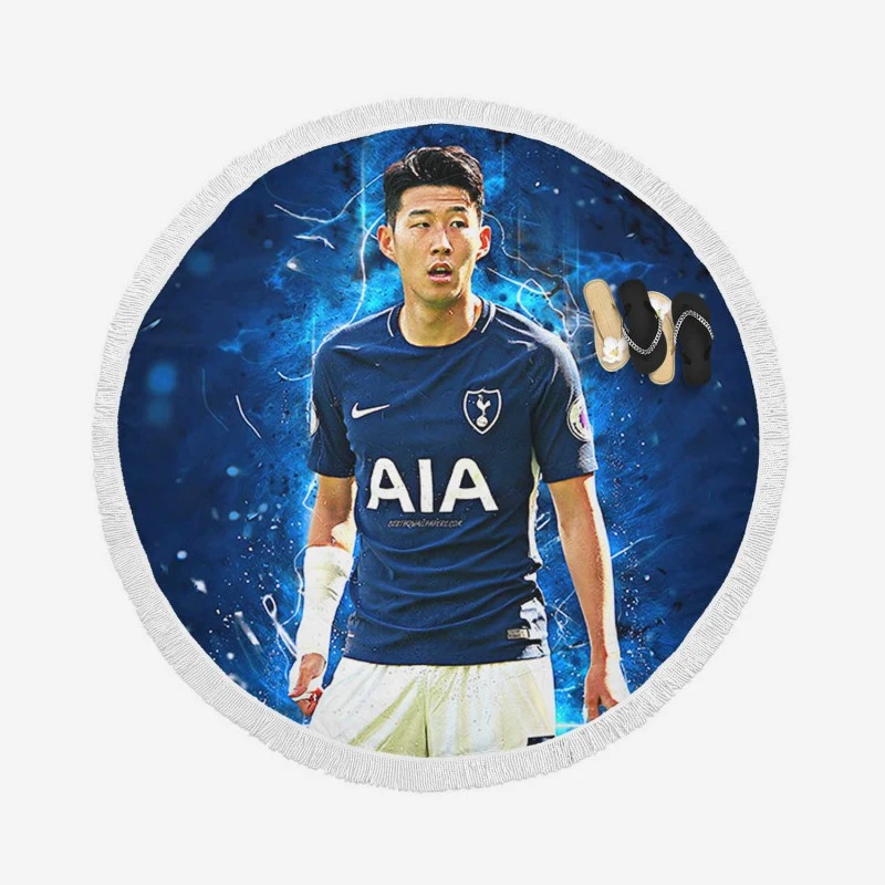 Son Heung Min Tottenham Football Player Round Beach Towel