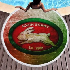 South Sydney Rabbitohs Logo Round Beach Towel 1