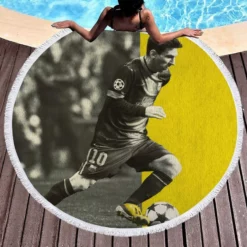 Spanish Barca Soccer Player Lionel Messi Round Beach Towel 1