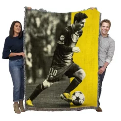 Spanish Barca Soccer Player Lionel Messi Woven Blanket