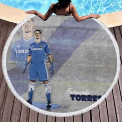 Spanish Football Player Fernando Torres Round Beach Towel 1