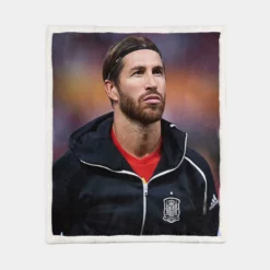 Spanish Football Player Sergio Ramos Sherpa Fleece Blanket 1