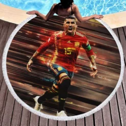 Spanish Soccer Player Sergio Ramos Round Beach Towel 1