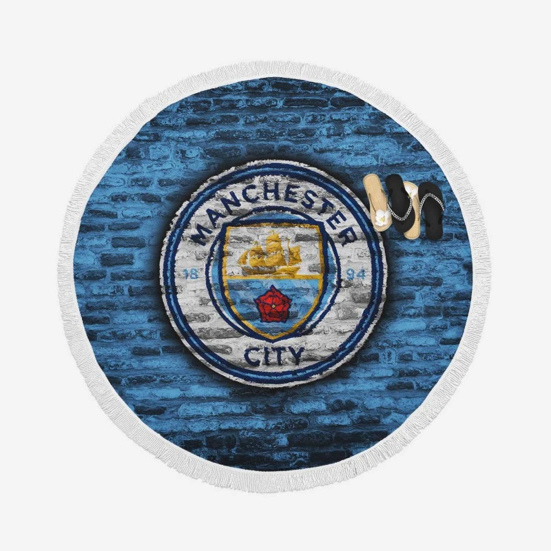 Spirited Football Club Manchester City Logo Round Beach Towel