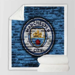 Spirited Football Club Manchester City Logo Sherpa Fleece Blanket