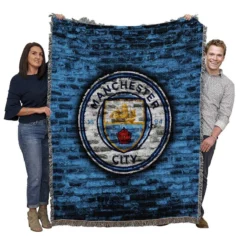 Spirited Football Club Manchester City Logo Woven Blanket