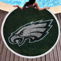 Spirited NFL Football Player Philadelphia Eagles Round Beach Towel 1