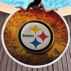 Spirited NFL Team Pittsburgh Steelers Round Beach Towel 1