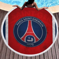 Spirited Paris Football Team PSG Logo Round Beach Towel 1