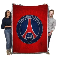 Spirited Paris Football Team PSG Logo Woven Blanket