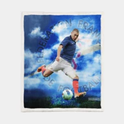 Spirited Soccer Player Karim Benzema Sherpa Fleece Blanket 1