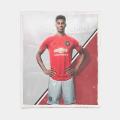 Spirited Soccer Player Marcus Rashford Sherpa Fleece Blanket 1