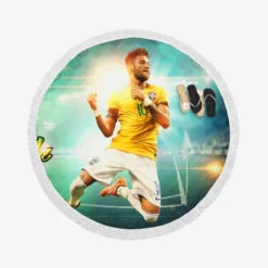 Sportive Brazil Football Player Neymar Round Beach Towel