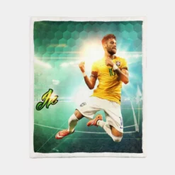 Sportive Brazil Football Player Neymar Sherpa Fleece Blanket 1