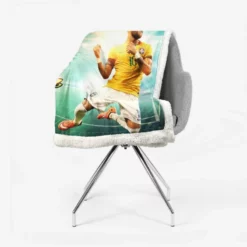 Sportive Brazil Football Player Neymar Sherpa Fleece Blanket 2