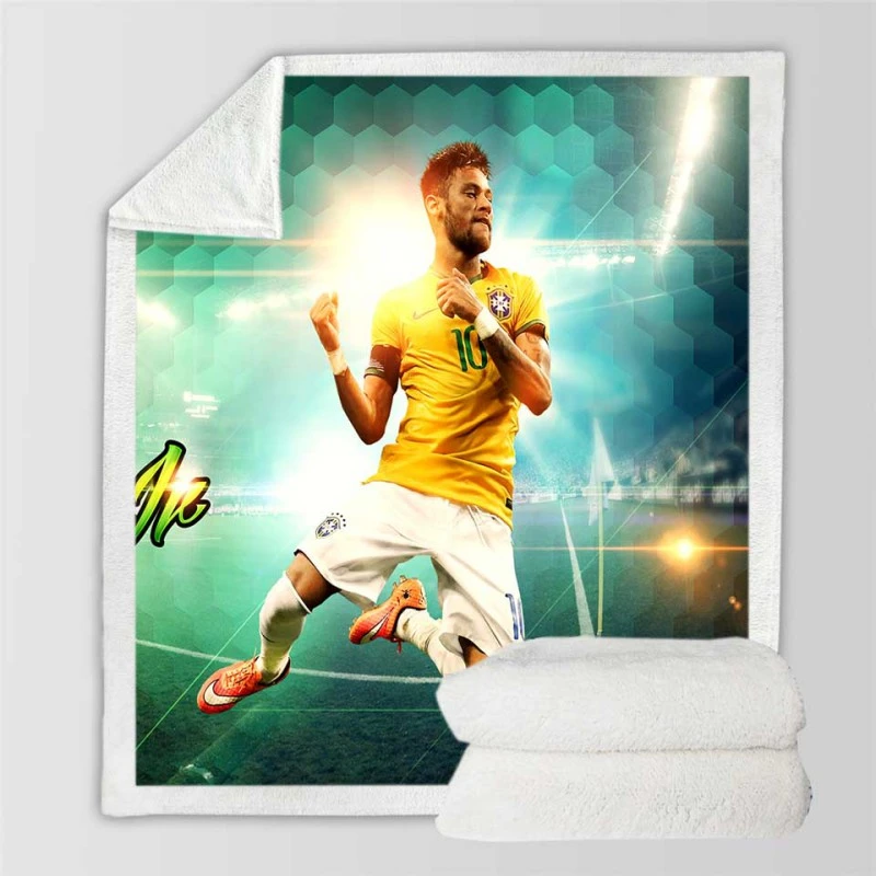 Sportive Brazil Football Player Neymar Sherpa Fleece Blanket