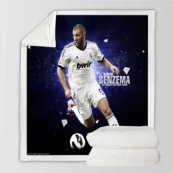 Sportive Football Player Karim Benzema Sherpa Fleece Blanket