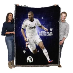 Sportive Football Player Karim Benzema Woven Blanket
