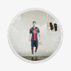 Sportive Football Player Lionel Messi Round Beach Towel