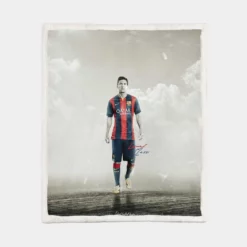 Sportive Football Player Lionel Messi Sherpa Fleece Blanket 1