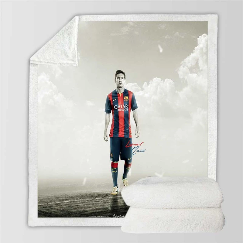 Sportive Football Player Lionel Messi Sherpa Fleece Blanket