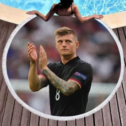 Sportive Football Player Toni Kroos Round Beach Towel 1