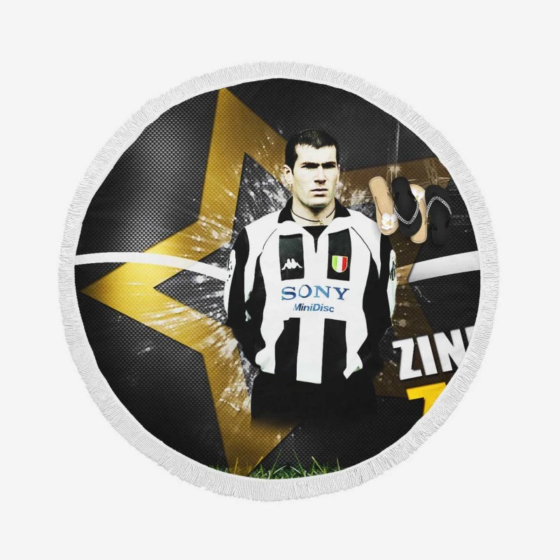 Sportive Football Zinedine Zidane Round Beach Towel