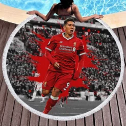 Sportive Footballer Roberto Firmino Round Beach Towel 1