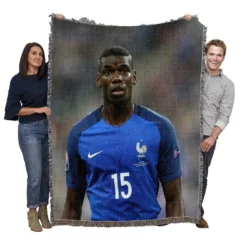 Sportive France Football Player Paul Pogba Woven Blanket