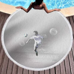 Sportive Madrid Football Player Marcelo Vieira Round Beach Towel 1