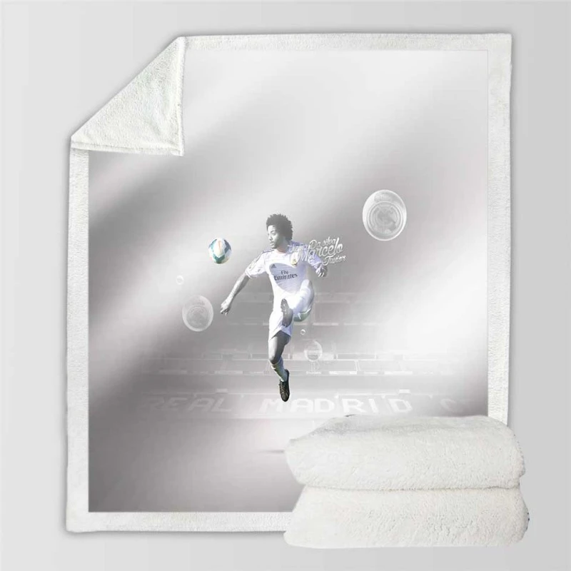 Sportive Madrid Football Player Marcelo Vieira Sherpa Fleece Blanket