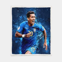 Spright Brazil Football Roberto Firmino Sherpa Fleece Blanket 1