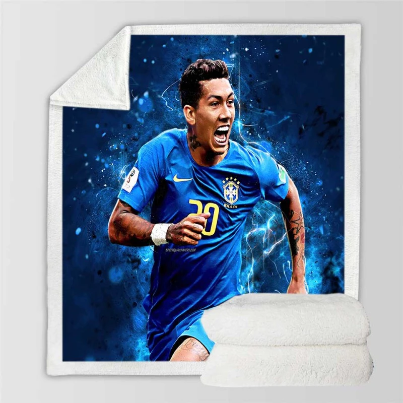 Spright Brazil Football Roberto Firmino Sherpa Fleece Blanket