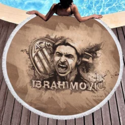 Spright Footballer Zlatan Ibrahimovic Round Beach Towel 1