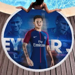 Spright PSG Football Player Neymar Round Beach Towel 1