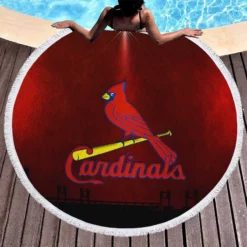 St Louis Cardinals Baseball MLB Logo Round Beach Towel 1
