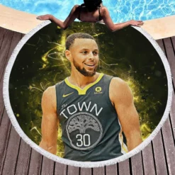 Stephen Curry Inspiring NBA Round Beach Towel 1